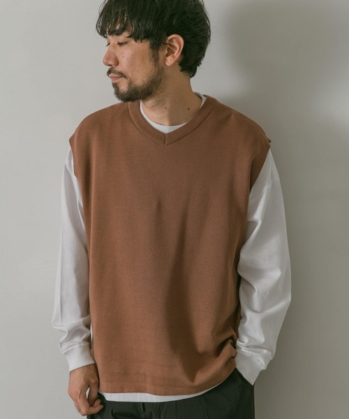 URBAN RESEARCH DOORS（アーバンリサーチドアーズ）の「ダブルフェイスVネックベスト（Tシャツ/カットソー・メンズ・チャコールグレー/ブラウン/ブルー/グレー系その他・MEDIUM/LARGE）」の12枚目の写真