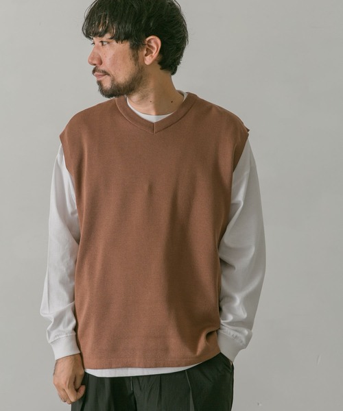 URBAN RESEARCH DOORS（アーバンリサーチドアーズ）の「ダブルフェイスVネックベスト（Tシャツ/カットソー・メンズ・チャコールグレー/ブラウン/ブルー/グレー系その他・MEDIUM/LARGE）」の13枚目の写真