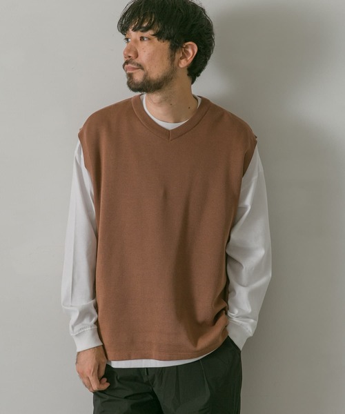 URBAN RESEARCH DOORS（アーバンリサーチドアーズ）の「ダブルフェイスVネックベスト（Tシャツ/カットソー・メンズ・チャコールグレー/ブラウン/ブルー/グレー系その他・MEDIUM/LARGE）」の14枚目の写真