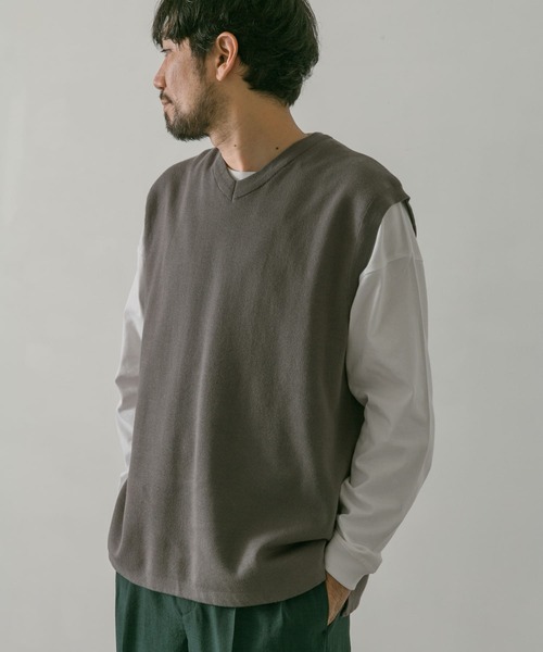 URBAN RESEARCH DOORS（アーバンリサーチドアーズ）の「ダブルフェイスVネックベスト（Tシャツ/カットソー・メンズ・チャコールグレー/ブラウン/ブルー/グレー系その他・MEDIUM/LARGE）」の22枚目の写真