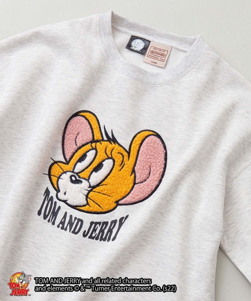 Tom&Jerry(トムアンドジェリー)の「【OUTDOOR PRODUCTS/アウトドアプロダクツ】【TOM AND JERRY/トムとジェリー】コラボ ヘビーウェイト 裏起毛 ビッグシルエット スウェット トレーナー(スウェット・メンズ・オフホワイト/ダークグリーン/ベージュ/グリーン系その他/スミクロ/ピンク/ホワイト・MEDIUM/LARGE/X-LARGE)」の4枚目の写真