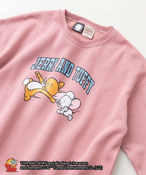 Tom&Jerry(トムアンドジェリー)の「【OUTDOOR PRODUCTS/アウトドアプロダクツ】【TOM AND JERRY/トムとジェリー】コラボ ヘビーウェイト 裏起毛 ビッグシルエット スウェット トレーナー(スウェット・メンズ・オフホワイト/ダークグリーン/ベージュ/グリーン系その他/スミクロ/ピンク/ホワイト・MEDIUM/LARGE/X-LARGE)」の7枚目の写真