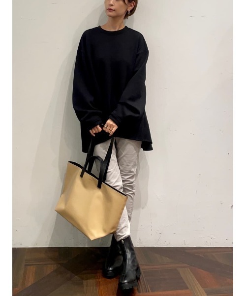 BEARDSLEY（ビアズリー）の「ダンボールフレアカットソー：軽量・ポケット有（Tシャツ/カットソー・レディース・ブラック/ベージュ・FREE）」の19枚目の写真