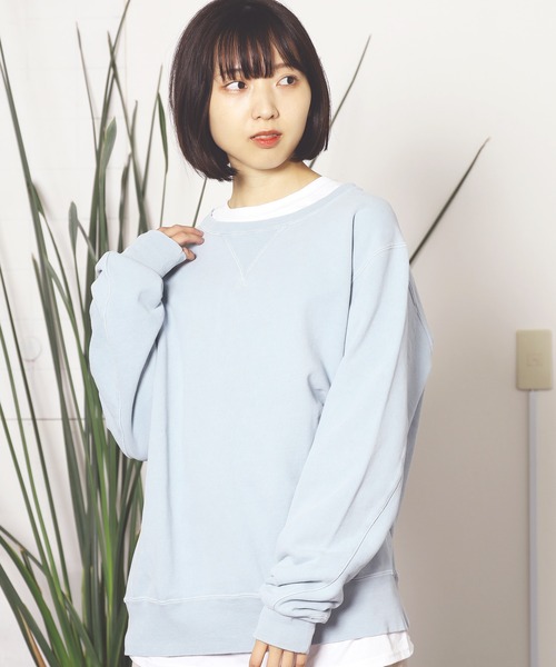 REMI RELIEF(レミレリーフ)の「REMI RELIEF/レミレリーフ SP加工裏毛 クルースウェット トレーナー(スウェット・メンズ・ブラック/ヘザーグレー/サックスブルー/ダークグリーン/オフホワイト/オレンジ/マスタード・XL/L/M/S)」の6枚目の写真