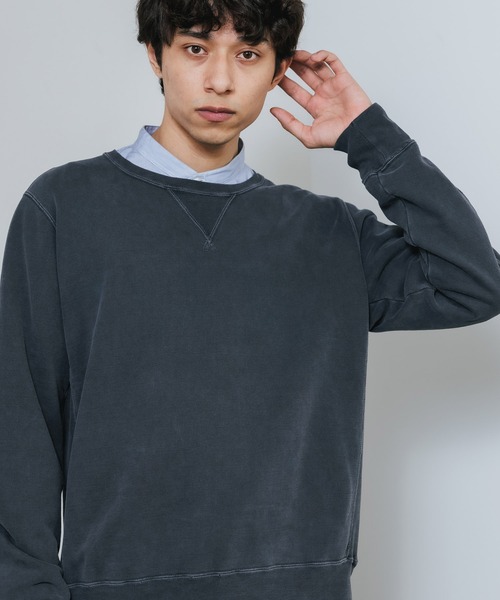 REMI RELIEF(レミレリーフ)の「REMI RELIEF/レミレリーフ SP加工裏毛 クルースウェット トレーナー(スウェット・メンズ・ブラック/ヘザーグレー/サックスブルー/ダークグリーン/オフホワイト/オレンジ/マスタード・XL/L/M/S)」の3枚目の写真