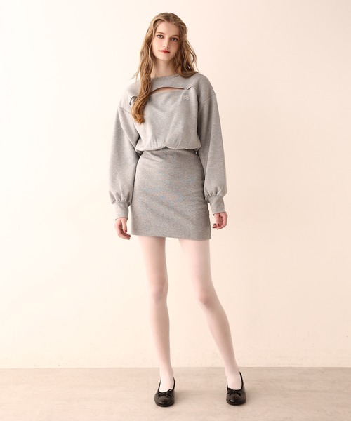 Seemi. byNICECLAUP( シーミーバイナイスクラップ)の「【Seemi】Seemiカットワンピース(ワンピース・レディース・杢グレー/ピンク/オフホワイト・FREE)」の4枚目の写真