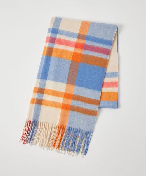 green label relaxing（グリーンレーベルリラクシング）の「ウールチェック ストール（マフラー・レディース・ライラック/ライトグレー/イエロー/オレンジ/ケリー/コバルトブルー・FREE）」の6枚目の写真