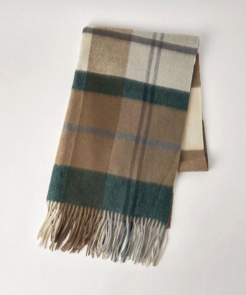 green label relaxing（グリーンレーベルリラクシング）の「ウールチェック ストール（マフラー・レディース・ライラック/ライトグレー/イエロー/オレンジ/ケリー/コバルトブルー・FREE）」の12枚目の写真