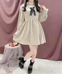 デコルテレースレイヤードカラーワンピース