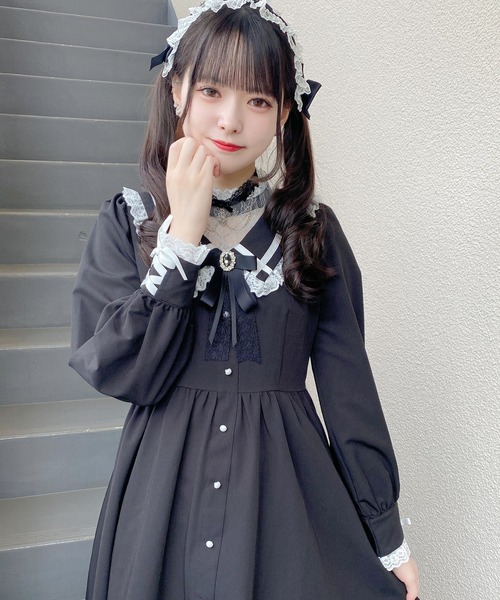 ROJITA（ロジータ）の「デコルテレースレイヤードカラーワンピース（ワンピース・レディース・ブルー/ブラック/ベージュ・FREE）」の15枚目の写真