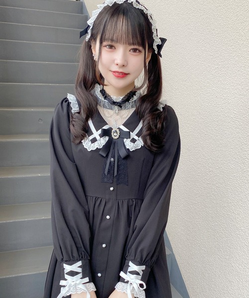 ROJITA（ロジータ）の「デコルテレースレイヤードカラーワンピース（ワンピース・レディース・ブルー/ブラック/ベージュ・FREE）」の22枚目の写真