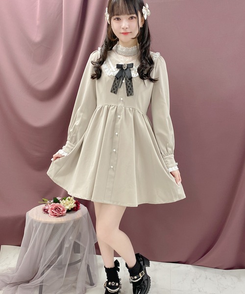 ROJITA（ロジータ）の「デコルテレースレイヤードカラーワンピース（ワンピース・レディース・ブルー/ブラック/ベージュ・FREE）」の16枚目の写真