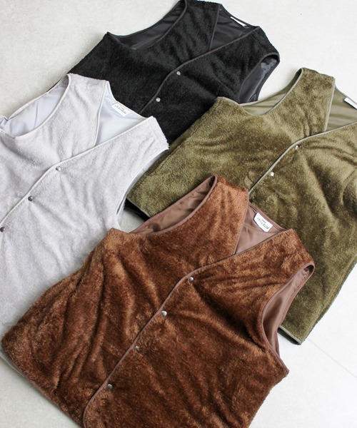 SPINNS（スピンズ）の「【フェイクファー】 ベスト（ベスト・メンズ・ブラック/カーキ/グレー/ブラウン・ONESIZE）」の6枚目の写真