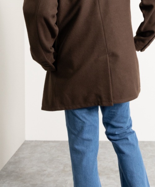 NYLAUS（ナイラス）の「フェイクウール ミディアム丈 ステンカラーコート（ステンカラーコート・メンズ・アイボリー/グレイッシュベージュ/ブラウン/ブラック/ネイビー・LL/L/M）」の13枚目の写真