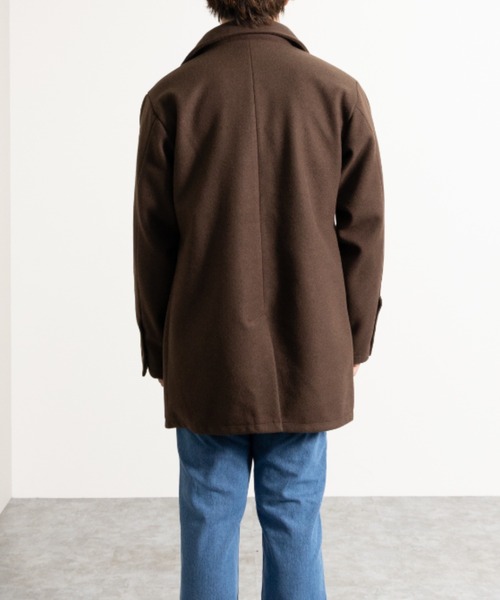 NYLAUS（ナイラス）の「フェイクウール ミディアム丈 ステンカラーコート（ステンカラーコート・メンズ・アイボリー/グレイッシュベージュ/ブラウン/ブラック/ネイビー・LL/L/M）」の7枚目の写真