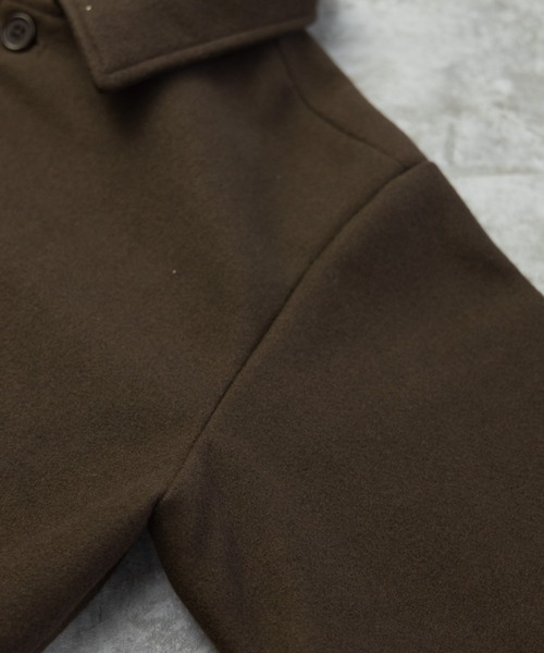 NYLAUS（ナイラス）の「フェイクウール ミディアム丈 ステンカラーコート（ステンカラーコート・メンズ・アイボリー/グレイッシュベージュ/ブラウン/ブラック/ネイビー・LL/L/M）」の15枚目の写真