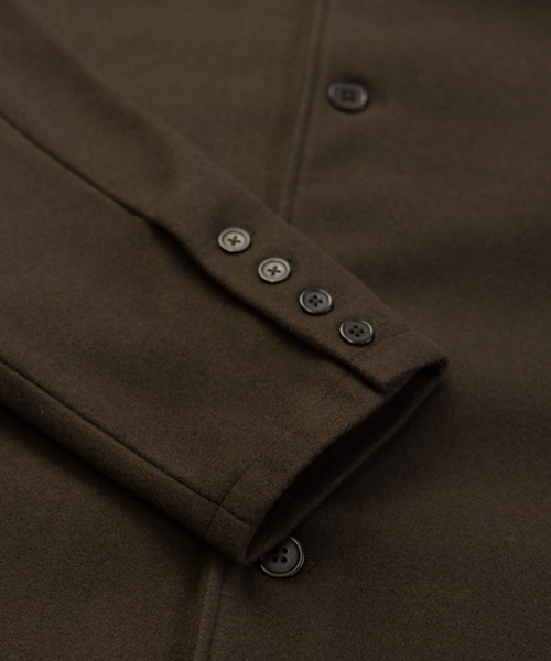 NYLAUS（ナイラス）の「フェイクウール ミディアム丈 ステンカラーコート（ステンカラーコート・メンズ・アイボリー/グレイッシュベージュ/ブラウン/ブラック/ネイビー・LL/L/M）」の16枚目の写真