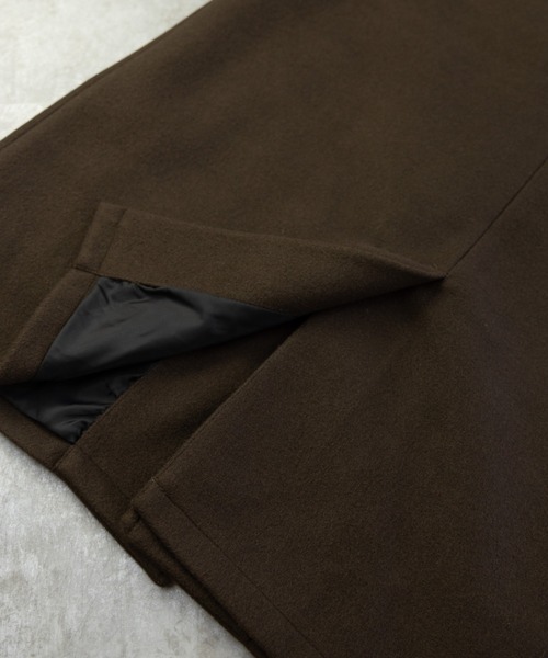 NYLAUS（ナイラス）の「フェイクウール ミディアム丈 ステンカラーコート（ステンカラーコート・メンズ・アイボリー/グレイッシュベージュ/ブラウン/ブラック/ネイビー・LL/L/M）」の19枚目の写真