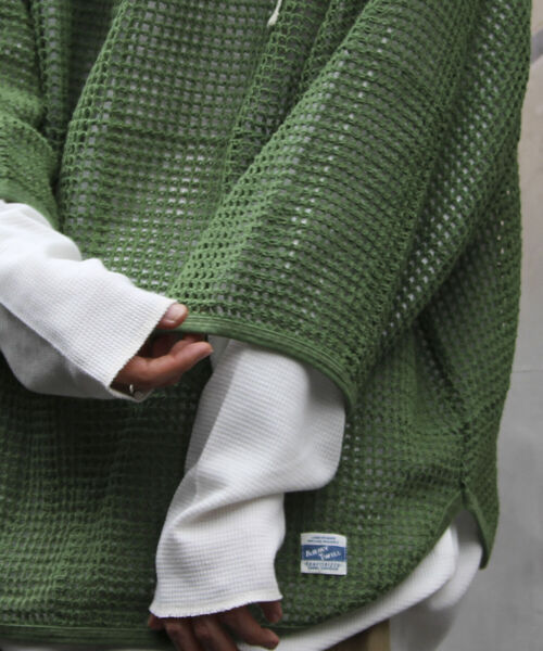 ARMY TWILL◆かぎ編みメッシュパーカー/M/コットン/WHT/AM-2313001 ARMY TWILL】MESH かぎ編み メッシュパーカー 7分袖 | FREDY