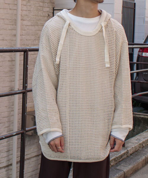 ARMY TWILL◆かぎ編みメッシュパーカー/M/コットン/WHT/AM-2313001 ARMY TWILL（アーミーツイル）Cotton Mesh Hoodie - hinataストア