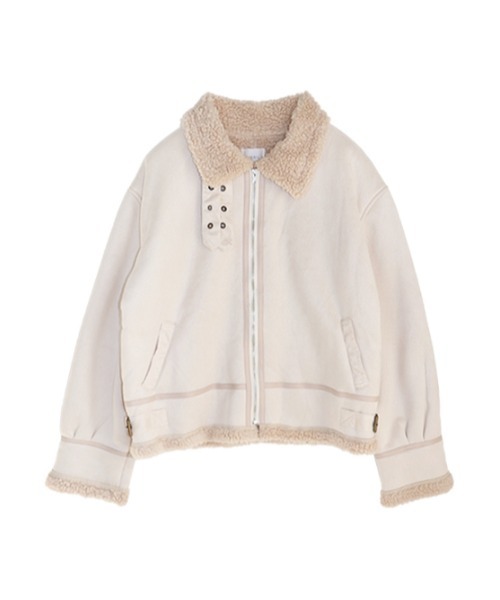 AMAIL（アマイル）の「Mouton minimum コート（ムートンコート・レディース・アイボリー/ブラウン・FREE）」の2枚目の写真