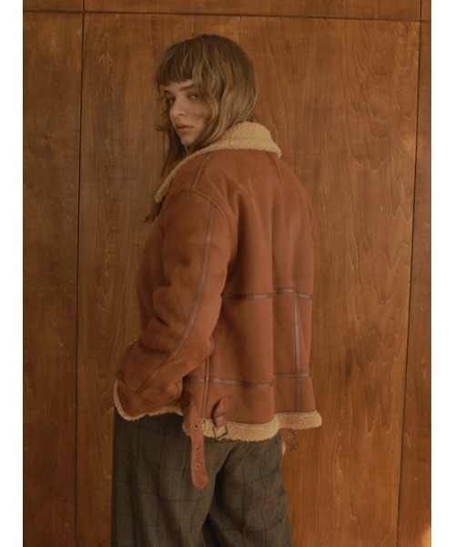 AMAIL（アマイル）の「Mouton minimum コート（ムートンコート・レディース・アイボリー/ブラウン・FREE）」の5枚目の写真