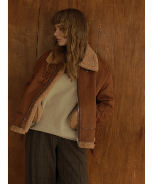 AMAIL（アマイル）の「Mouton minimum コート（ムートンコート・レディース・アイボリー/ブラウン・FREE）」の3枚目の写真