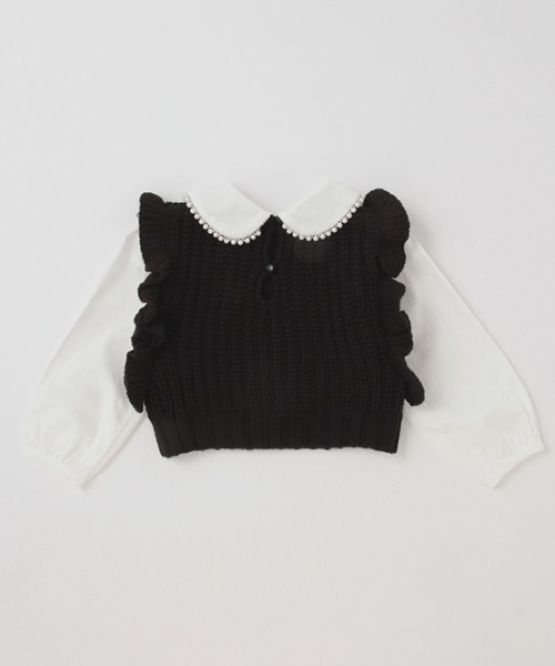 petit main（プティマイン）の「【リンク】パールニットドッキングトップス（ニット/セーター・キッズ・アイボリー/ブラック・130cm/120cm/90cm/80ｃｍ/110cm/100cm）」の4枚目の写真