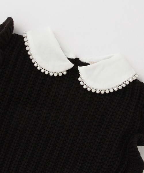 petit main（プティマイン）の「【リンク】パールニットドッキングトップス（ニット/セーター・キッズ・アイボリー/ブラック・130cm/120cm/90cm/80ｃｍ/110cm/100cm）」の5枚目の写真