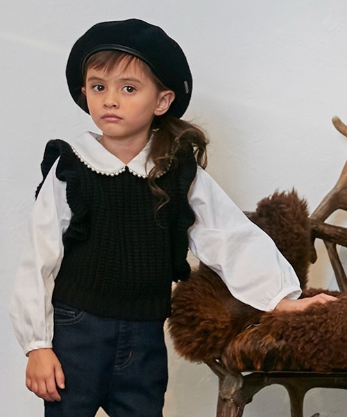 petit main（プティマイン）の「【リンク】パールニットドッキングトップス（ニット/セーター・キッズ・アイボリー/ブラック・130cm/120cm/90cm/80ｃｍ/110cm/100cm）」の13枚目の写真