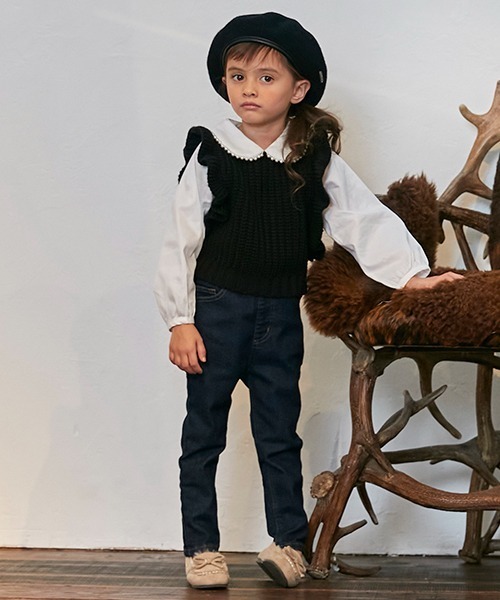 petit main（プティマイン）の「【リンク】パールニットドッキングトップス（ニット/セーター・キッズ・アイボリー/ブラック・130cm/120cm/90cm/80ｃｍ/110cm/100cm）」の14枚目の写真