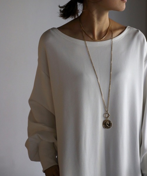 Bonjour Sagan(ボンジュールサガン)の「ストレッチルーズワンピース(ワンピース・レディース・ホワイト/グレイッシュベージュ/チャコールグレー/グレー・FREE)」の10枚目の写真