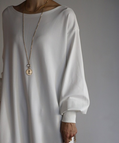 Bonjour Sagan(ボンジュールサガン)の「ストレッチルーズワンピース(ワンピース・レディース・ホワイト/グレイッシュベージュ/チャコールグレー/グレー・FREE)」の11枚目の写真