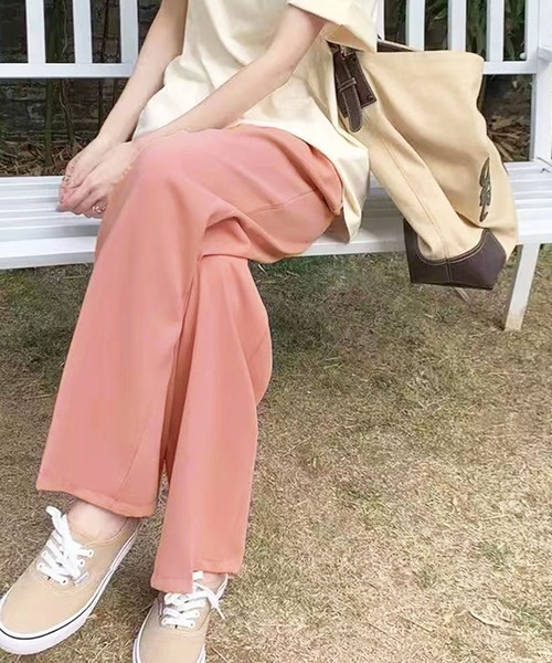 PRIVATE BEACH(プライベートビーチ)の「ハイウエストセミワイドパンツ(その他パンツ・レディース・ローズ/ブラック/ホワイト/ピンク・M/L/LL)」の1枚目の写真