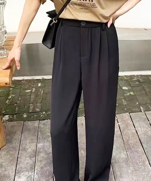 PRIVATE BEACH(プライベートビーチ)の「ハイウエストセミワイドパンツ(その他パンツ・レディース・ローズ/ブラック/ホワイト/ピンク・M/L/LL)」の12枚目の写真