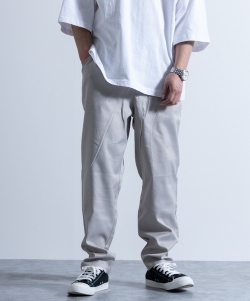 NYLAUS（ナイラス）の「ワイドテーパード イージーシェフパンツ（チノパンツ・メンズ・ブラック/カーキ/グレー/ナチュラル/ダークブラウン/ホワイト/ベージュ・L/LL/M）」の3枚目の写真