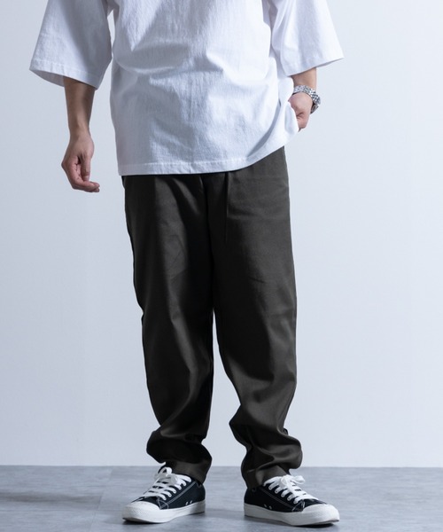 NYLAUS（ナイラス）の「ワイドテーパード イージーシェフパンツ（チノパンツ・メンズ・ブラック/カーキ/グレー/ナチュラル/ダークブラウン/ホワイト/ベージュ・L/LL/M）」の7枚目の写真