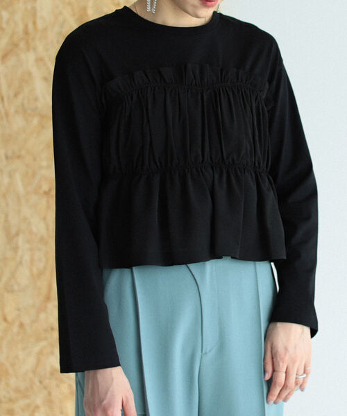 Ray BEAMS（レイビームス）の「RBS / イソザイ ギャザー プルオーバー（Tシャツ/カットソー・レディース・ホワイト/ブラック・ONE SIZE）」の5枚目の写真