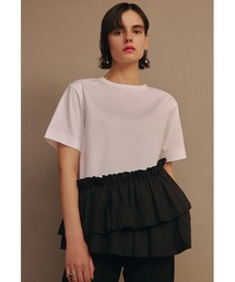 【emmi atelier】プリーツドッキングTシャツ