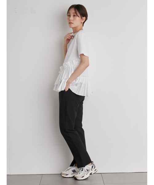 emmi(エミ)の「【emmi atelier】プリーツドッキングTシャツ(Tシャツ/カットソー・レディース・ホワイト/その他/ブラック・FREE)」の6枚目の写真