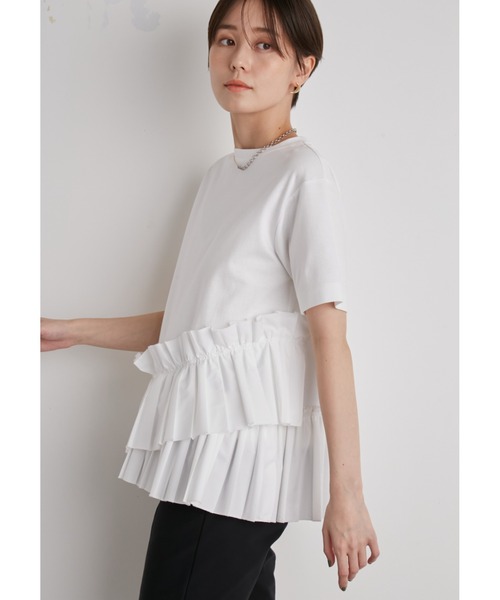 emmi(エミ)の「【emmi atelier】プリーツドッキングTシャツ(Tシャツ/カットソー・レディース・ホワイト/その他/ブラック・FREE)」の10枚目の写真
