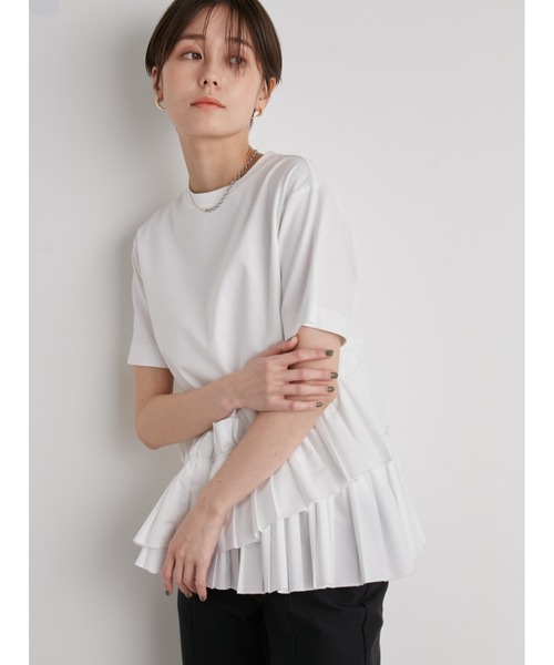 emmi(エミ)の「【emmi atelier】プリーツドッキングTシャツ(Tシャツ/カットソー・レディース・ホワイト/その他/ブラック・FREE)」の11枚目の写真