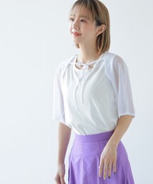 Ray BEAMS | Ray BEAMS / シアー ケープスリーブ Tシャツ(Tシャツ/カットソー)