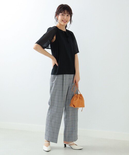 Ray BEAMS（レイビームス）の「Ray BEAMS / シアー ケープスリーブ Tシャツ（Tシャツ/カットソー・レディース・ホワイト/ブラック・ONE SIZE）」の3枚目の写真