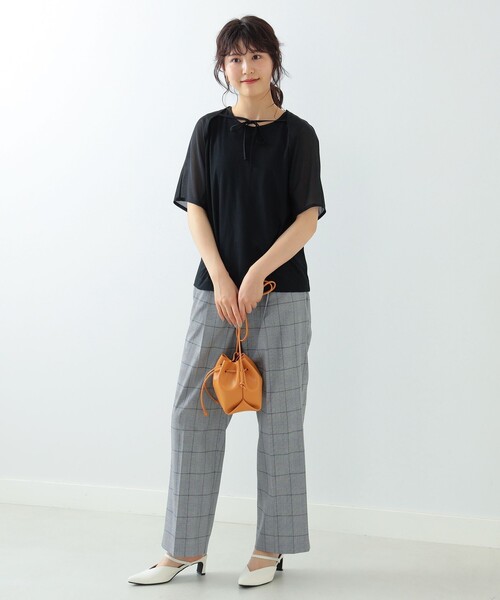Ray BEAMS（レイビームス）の「Ray BEAMS / シアー ケープスリーブ Tシャツ（Tシャツ/カットソー・レディース・ホワイト/ブラック・ONE SIZE）」の4枚目の写真