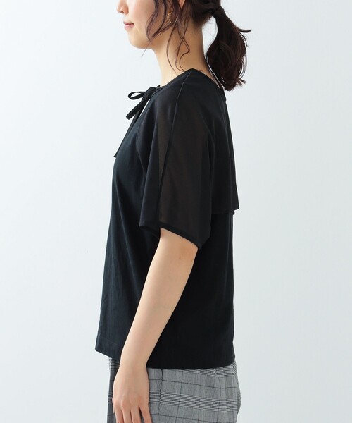 Ray BEAMS（レイビームス）の「Ray BEAMS / シアー ケープスリーブ Tシャツ（Tシャツ/カットソー・レディース・ホワイト/ブラック・ONE SIZE）」の9枚目の写真
