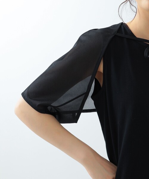 Ray BEAMS（レイビームス）の「Ray BEAMS / シアー ケープスリーブ Tシャツ（Tシャツ/カットソー・レディース・ホワイト/ブラック・ONE SIZE）」の17枚目の写真