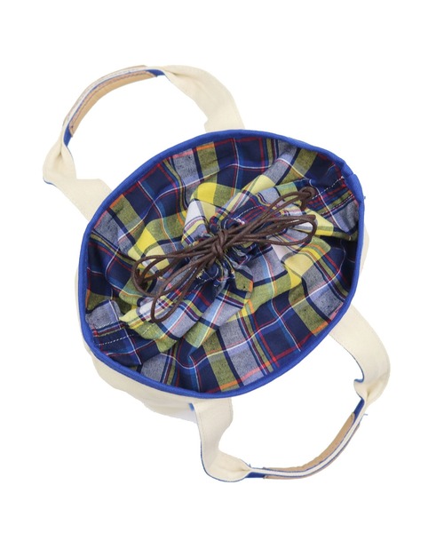 COLDE （コルデ）の「チェック柄巾着付きキャンバストートバッグ（トートバッグ・レディース・ベージュ/ピンク/ブルー/グリーン・FREE）」の10枚目の写真