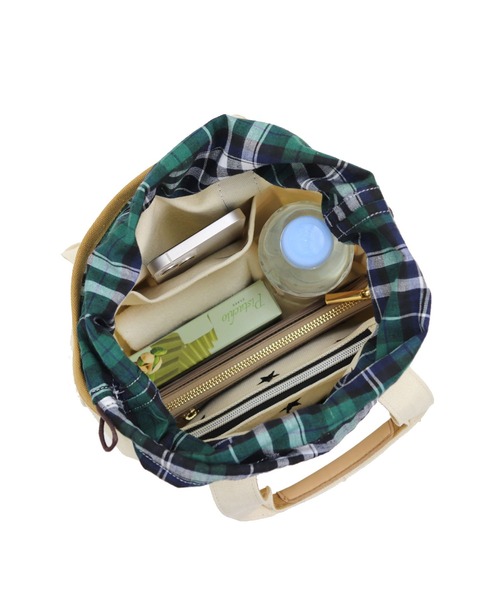 COLDE （コルデ）の「チェック柄巾着付きキャンバストートバッグ（トートバッグ・レディース・ベージュ/ピンク/ブルー/グリーン・FREE）」の19枚目の写真