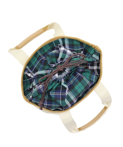 COLDE （コルデ）の「チェック柄巾着付きキャンバストートバッグ（トートバッグ・レディース・ベージュ/ピンク/ブルー/グリーン・FREE）」の12枚目の写真